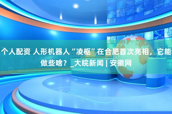個人配資 人形機器人“凌樞”在合肥首次亮相，它能做些啥？_大皖新聞 | 安徽網(wǎng)